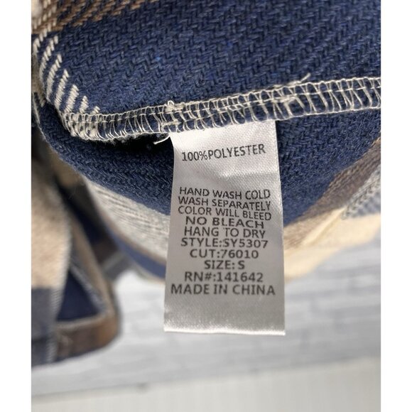 SHE + SKY Women's Brown Blue Plaid Front Button Shacket Small - Picture 4 of 5